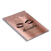 Rose Gold Glitter Sparkle Eyelashes Monogram Name Notizblock (Rechte Seite)