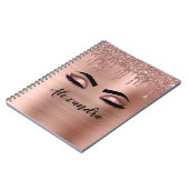 Rose Gold Glitter Sparkle Eyelashes Monogram Name Notizblock (Linke Seite)