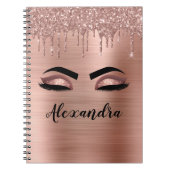 Rose Gold Glitter Sparkle Eyelashes Monogram Name Notizblock (Vorderseite)