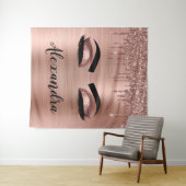 Rose Gold Glitter Sparkle Eyelashes Monogram Name Wandteppich (Beispiel (Horizontal))