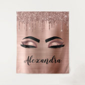 Rose Gold Glitter Sparkle Eyelashes Monogram Name Wandteppich (Vorderseite)