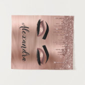 Rose Gold Glitter Sparkle Eyelashes Monogram Name Wandteppich (Vorderseite (Horizontal))