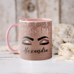 Rose Gold Glitter Sparkle Eyelashes Monogram Name Zweifarbige Tasse<br><div class="desc">Rose Gold Imitate Foil Metallic Sparkle Glitzer gebürstete Metal Monogram Name and Initial Eyelashes (Lashes),  Eyelash Extensions und Eyes Blush Pink Coffee Tasse. Das Design macht den perfekten 16 Geburtstag,  Hochzeit,  Brautparty,  Jubiläum,  Babydusche oder Junggeselinnen-Abschied Geschenk für jemanden,  der einen trendigen coolen Stil sucht.</div>