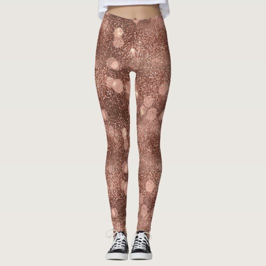 Rose Gold Glitter Sparkle Luxury Pattern Leggings (Vorderseite)