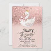 Rose Gold Glitter,Swan Bow Crown Baby Shower  Einladung (Vorderseite)