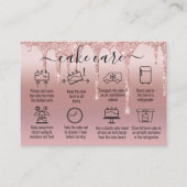 Rose Gold Glitter Thank You Cake Care Instructions Visitenkarte (Vorderseite)