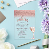 Rose Gold Glitter Tiara Martini Glass Retirement  Acryleinladungen (In Situ (Hochzeit))