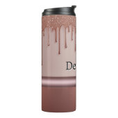 Rose Gold Glitter-Tropf Custom-Name Thermosbecher (Nach links gedreht)