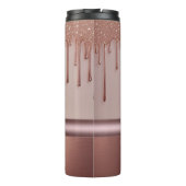 Rose Gold Glitter-Tropf Custom-Name Thermosbecher (Rückseite)