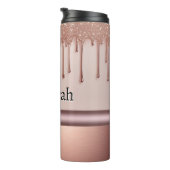 Rose Gold Glitter-Tropf Custom-Name Thermosbecher (Nach rechts gedreht)