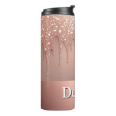 Rose Gold Glitter-Tropf Custom-Name Thermosbecher (Nach links gedreht)