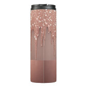 Rose Gold Glitter-Tropf Custom-Name Thermosbecher (Rückseite)
