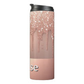 Rose Gold Glitter-Tropf Custom-Name Thermosbecher (Nach rechts gedreht)