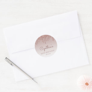 Rose Gold Glitter-Tropfen 60. Geburtstag Runder Aufkleber