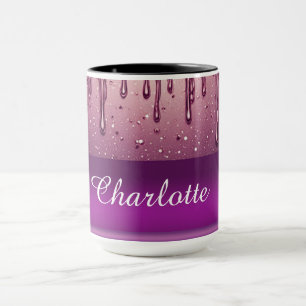 Rose Gold Glitter-Tropfen benutzerdefinierter Name Tasse