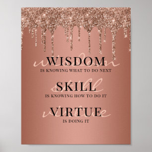 Rose Gold Glitter-Tropfen Motivationszitat Poster