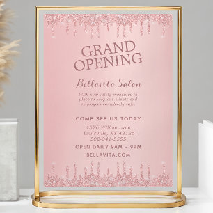 Rose Gold Glitter-Tropfen Salon Grand Opening Flyer