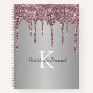 Rose Gold Glitter-Tropfen Silber Dankbarkeitstageb Notizblock