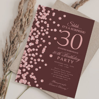 Rose Gold Glitter Überraschung 30. Geburtstag Burg Einladung