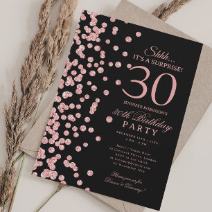 Rose Gold Glitter Überraschung 30. Geburtstag Schw Einladung