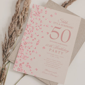 Rose Gold Glitter Überraschung 50. Geburtstag Cham Einladung