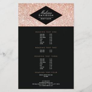 Rose Gold Glitter und Glamour Beauty Salon Flyer