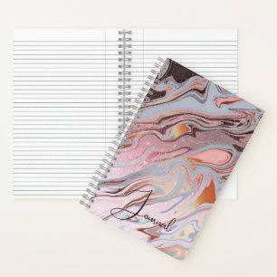 Rose-Gold-Glitter- und Marmormuster-Journal Notizblock