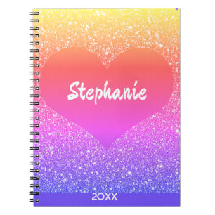 Rose Gold Glitter Valentinstag Herz Name Geschenk Notizblock