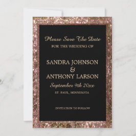 Rose Gold Glitter Wedding Save The Date