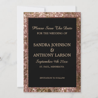 Rose Gold Glitter Wedding Save The Date