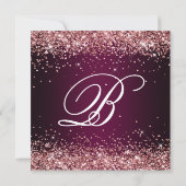 Rose Gold Glitter Wine Dark Ombre 60th Birthday Einladung (Rückseite)