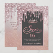 Rose gold glitterige Tropfen ombre tiara Einladung (Vorne/Hinten)