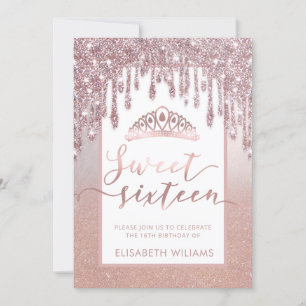 Rose gold glitterige Tropfen ombre tiara Einladung