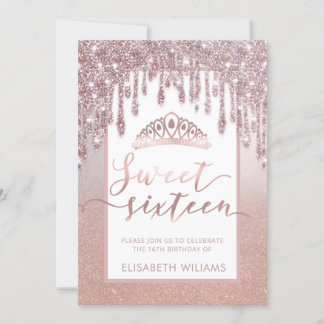 Rose gold glitterige Tropfen ombre tiara Einladung