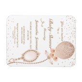 Rose Gold Glittery Balloon Kinderdusche Einladung Magnet (Horizontal)