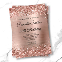 Rose Gold Glittery Foil Monogram 50. Geburtstag