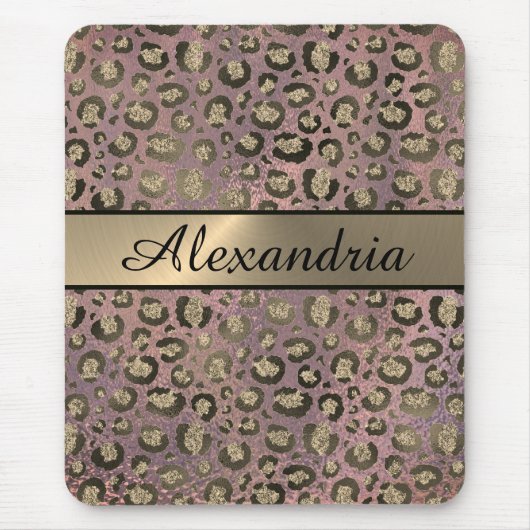 Rose Gold Glittery Leopard Mousepad (Vorne)