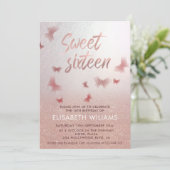 Rose Gold glittery ombre charmanter Schmetterling Einladung (Stehend Vorderseite)