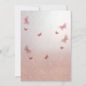 Rose Gold glittery ombre charmanter Schmetterling Einladung (Rückseite)
