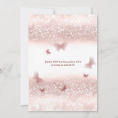 Rose gold glittery tiara kalligraphie Quinceañera Einladung (Rückseite)