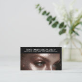 Rose Gold Glitz Makeup Artist Foto Elegante Luxus Visitenkarte (Stehend Vorderseite)