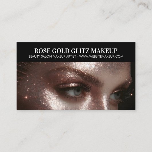 Rose Gold Glitz Makeup Artist Foto Elegante Luxus Visitenkarte (Vorderseite)