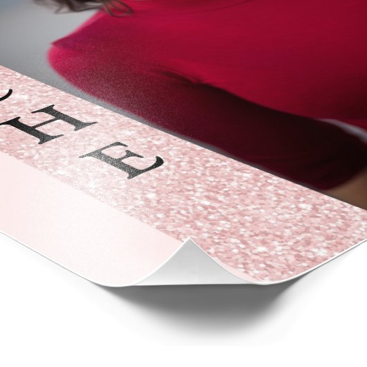 Rose Gold Glitz Page Modeling Headshot Fotodruck (Ecke)