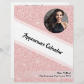 Rose Gold Glitz | Pageant Binder Calendar Page (Vorne/Hinten)