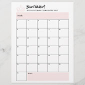 Rose Gold Glitz | Pageant Binder Calendar Page (Rückseite)
