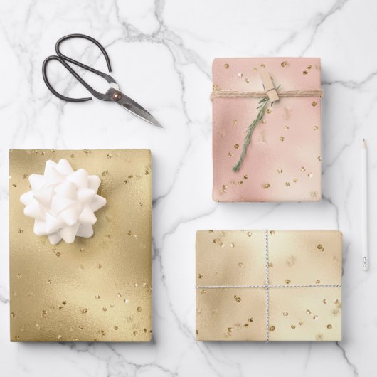 Rose Gold Glitz Sparkle Geschenkpapier Set (Vorderseite)