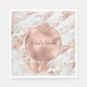 Rose Gold Glitz Weißmarmor Serviette (Vorderseite)