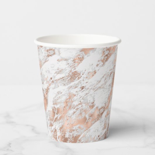 Rose Gold Glitz White Marble Wedding Pappbecher (Rückseite)