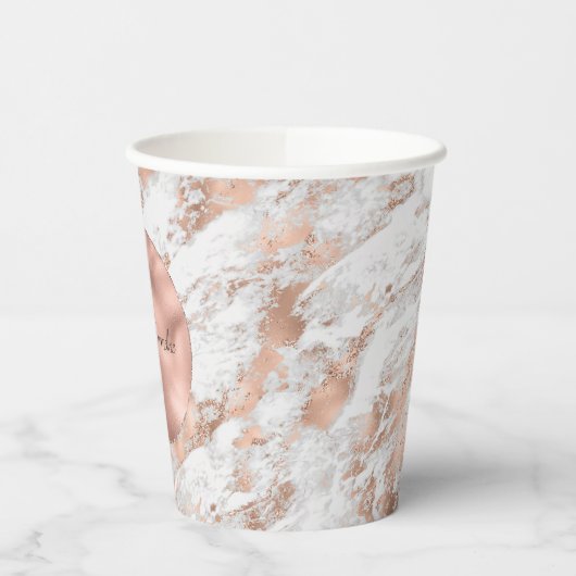 Rose Gold Glitz White Marble Wedding Pappbecher (Links)