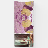 Rose Gold Glitzer 100. Geburtstag & Balloons Banner (Vertikal)